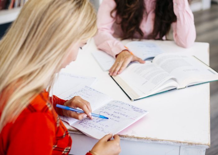 students-completing-homework-table